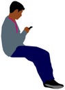 Sitting male person flat vector illustration Black people