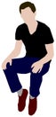 Sitting male person flat vector illustration