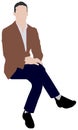 Sitting male person flat vector illustration
