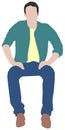 Sitting male person flat vector illustration