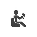 Sitting man reading book vector icon Royalty Free Stock Photo