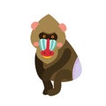 Sitting Mandrill animal cartoon character vector illustration