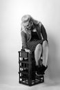 Sitting on milk crates Royalty Free Stock Photo