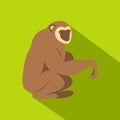 Sitting monkey icon, flat style