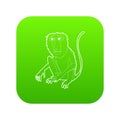 Sitting monkey icon green vector