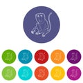 Sitting monkey icons set vector color