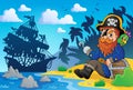 Sitting pirate theme image 2 Royalty Free Stock Photo