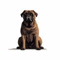 Realistic Chiaroscuro Bulldog Illustration On White Background