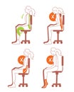 Sitting positions, correct spine posture Royalty Free Stock Photo