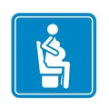 Sitting pregnant woman detailed blue icon for public transport isolated on the white Royalty Free Stock Photo