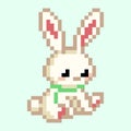 Sitting rabbit pattern. Pixel rabbit sad image