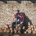 Sitting resting lumberjack