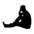 Sitting sad man silhouette vector Royalty Free Stock Photo