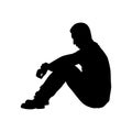Sitting sad man silhouette vector Royalty Free Stock Photo