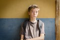 Sitting sad teenage boy Royalty Free Stock Photo