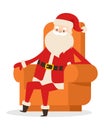 Sitting Santa in Armchair on White Background