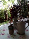 Drinking tea in the garden. Royalty Free Stock Photo