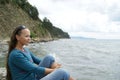 Sitting at the shore of black sea in nasty weather