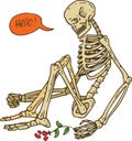 Sitting Skeleton with Flower