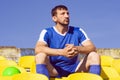 Sitting soccer player