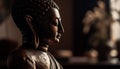 Sitting statue meditates, symbolizes ancient Chinese wisdom generated by AI