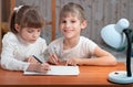 Children drawing on paper