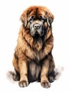 Sitting Tibetan Mastiff with a Watchful Gaze AI Generated