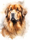 Sitting Tibetan Mastiff with a Watchful Gaze AI Generated