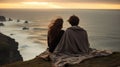 Sitting together at the oceanside - people photography