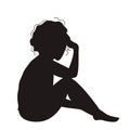 Sitting woman black silhouette. Royalty Free Stock Photo