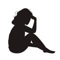 Sitting woman black silhouette. Royalty Free Stock Photo