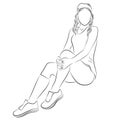 Sitting woman sport girl isolated vector illustration