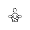 Sitting yoga position line icon