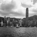 Star Ferry, Victoria Bay and Skyline of Hongkong Island in the background taken from Kowloon. Hong Kong, China, Asia Royalty Free Stock Photo