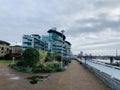 Modern buildings facing the river Thames in Wapping district in London United Kingdom