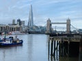 Shard View from the banks the river Thames in Wapping district in London United Kingdom