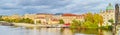 Panoramic view of Prague, Czech Republic, on the shore of Vltava