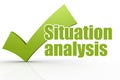 Situation analysis word with green checkmark Royalty Free Stock Photo