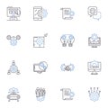 Situation line icons collection. Dilemma, Predicament, Crisis, Challenge, Conundrum, Obstacle, Quandary vector and