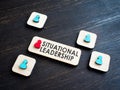 The Situational leadership phrase and wooden figures.