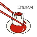 Siu mai steamed dumpling in soy sauce vector illustration