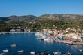 Sivota, Greece, 09 September, 2017 Panorama of the center of the town of Sivota in the Greece. Royalty Free Stock Photo