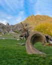 Sivrihisar, Eskisehir, Turkey - May 8 2022: Beautiful park at the foot of the Sivrihisar mountain with the Fatih on horse.