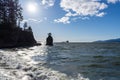 Siwash Rock, Stanley Park Seawall in sunny day. Vancouver Royalty Free Stock Photo