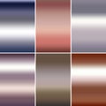 Six abstract metallic gradients in silver chrome rose gold copper and titanium shades