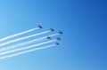 Six airplanes on airshow. Aerobatics Flying Display Royalty Free Stock Photo