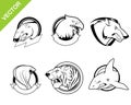 Six animals set Royalty Free Stock Photo