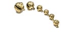 Six antique sleigh bells. Royalty Free Stock Photo