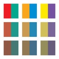 Six basic primary colors, their complementary colors and their shades.