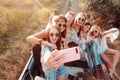 Six beautiful girls make selfie